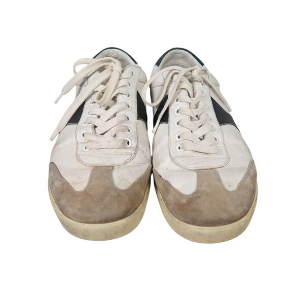 Celine Triomphe Low Lace-Up Sneaker Plain Logo Calfskin Suede Mens 9 - Picture 2 of 10